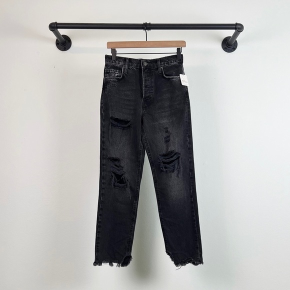 NWT Free People Baggy Tapered Boyfriend Jeans in Obsidian Black - Picture 5 of 9